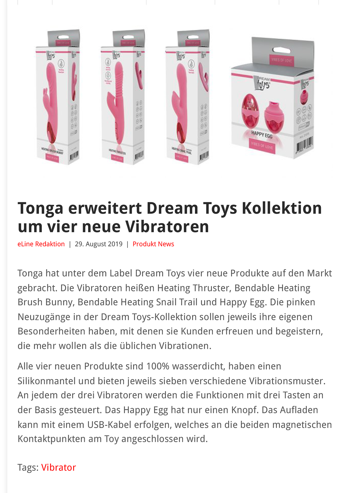 2019-08 eLine Online - Dream Toys Kollektion